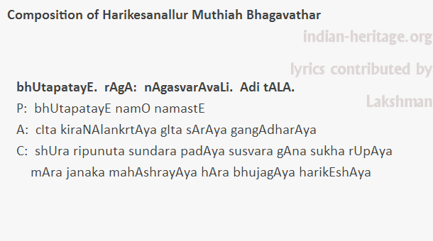 bhUtapatayE.  rAgA:  nAgasvarAvaLi.  Adi tALA.